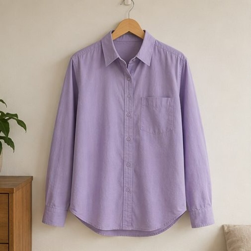 Lavender Poplin Button Down Shirt